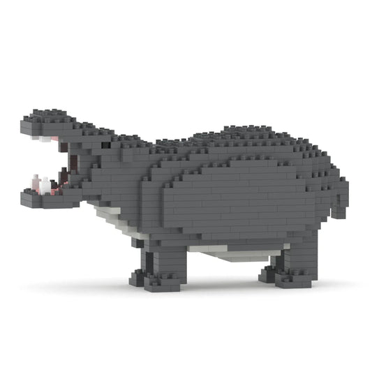 Hippopotamus made of interlocking bricks on a white background