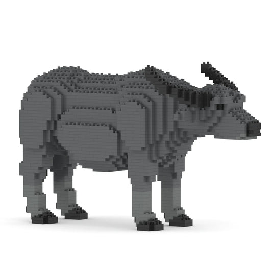 buffalo made of interlocking bricks on a white background