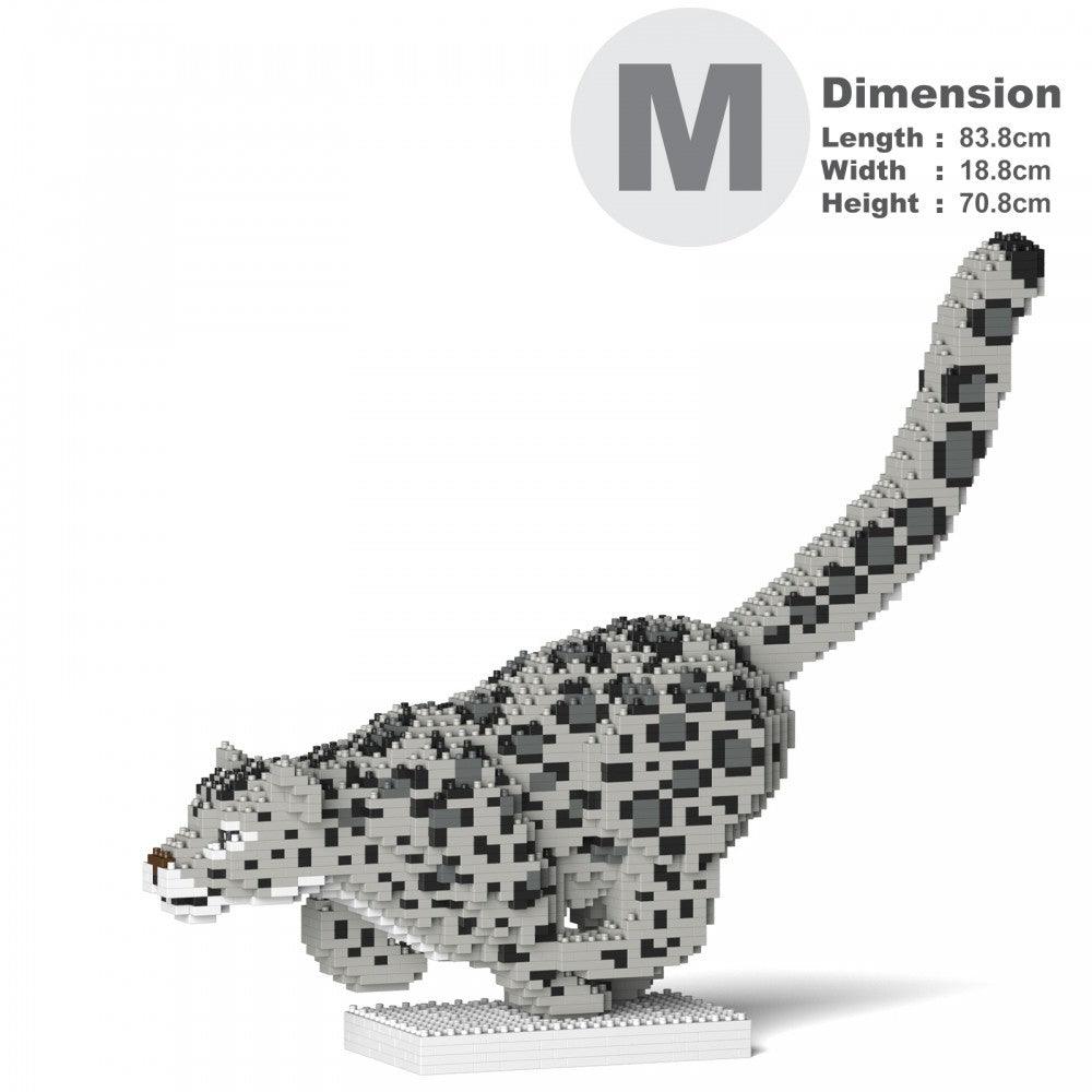 Snow Leopard Sculpture - LAminifigs , lego style jekca building set, white background, big size dimensions
