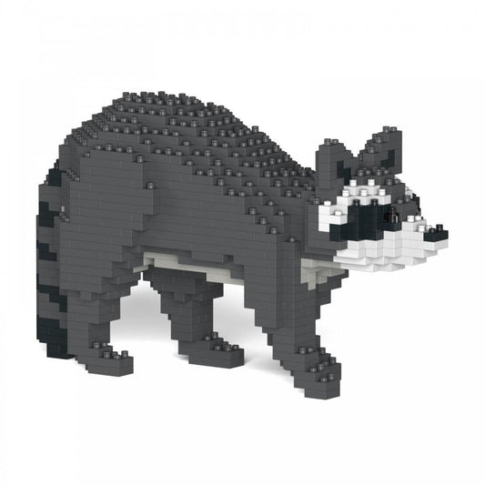 raccoon sculpture made of building blocks on a white background - LAminifigs , lego style jekca building set