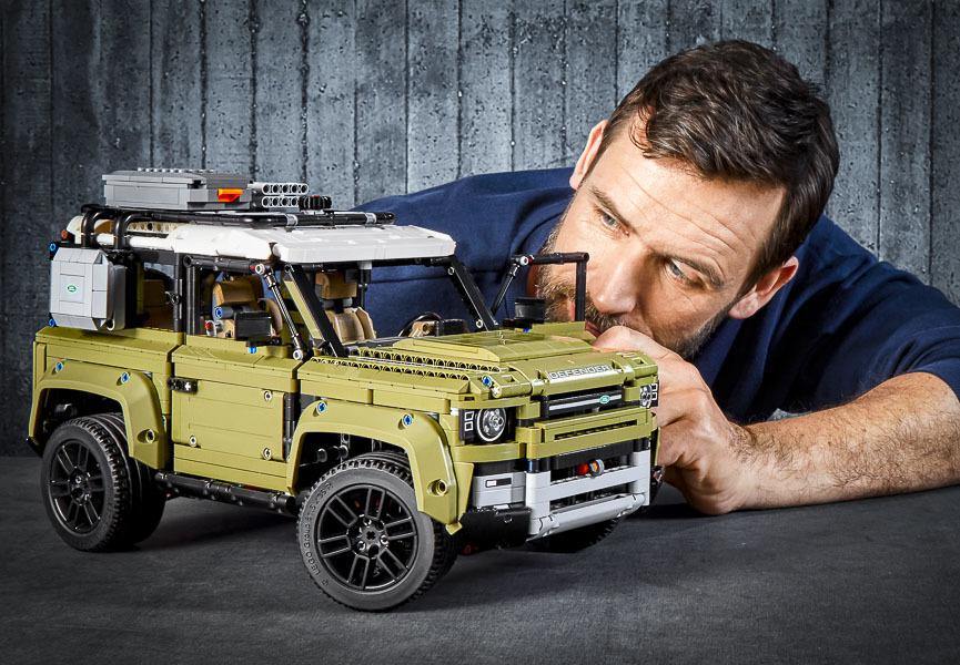An exact copy of the new Land Rover Defender made of LEGO®
