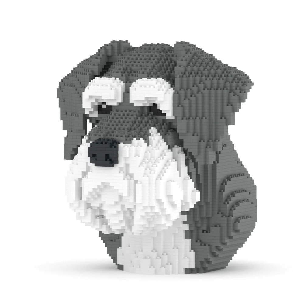 Schnauzer Bust lego style building blocks set