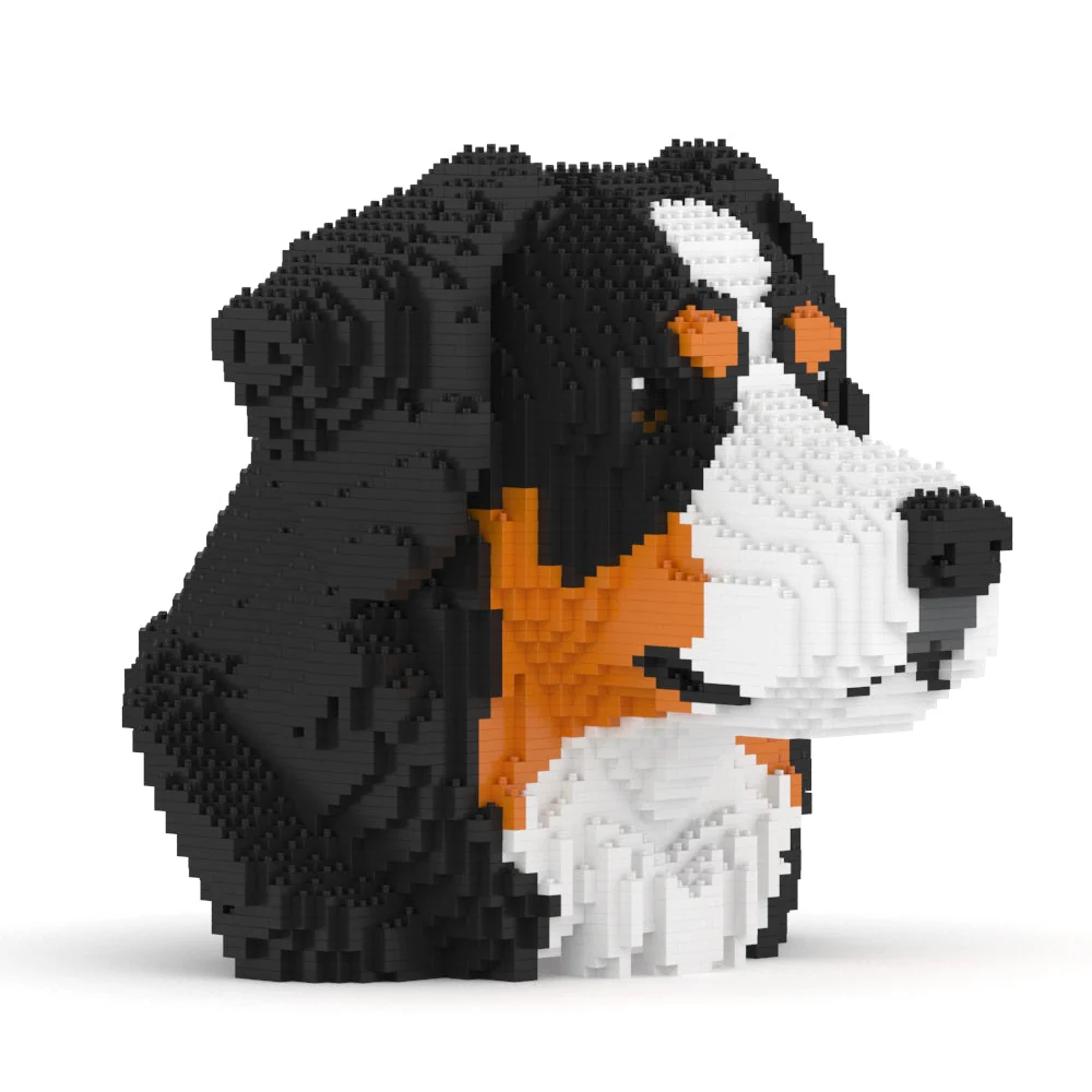 Bernese Mountain Head Bust building block set on a white background