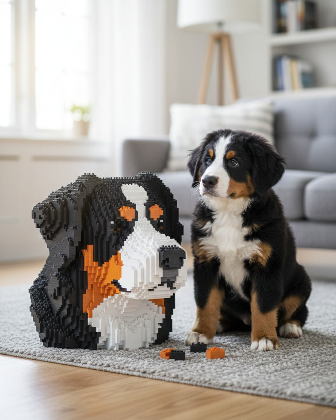 bernese dog bust along with real bernese puppy