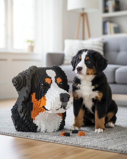 bernese dog bust along with real bernese puppy