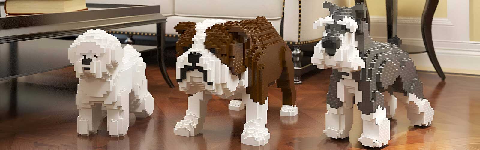 Jekca Lego style Dog building sets. DIY Pixel Dog Model Kits