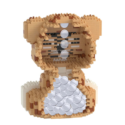 Cheetah building block set with a display stand showing dimensions.
