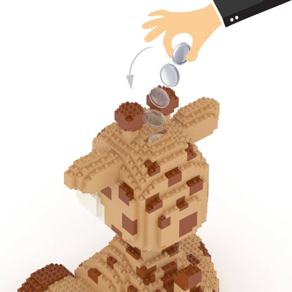 Giraffe made of building blocks on a white background