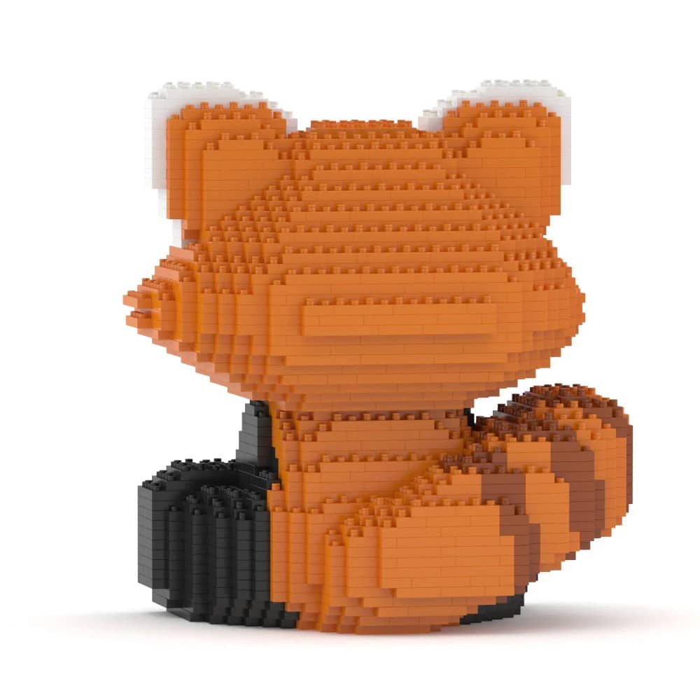 Toy figure made of interlocking bricks on a white background