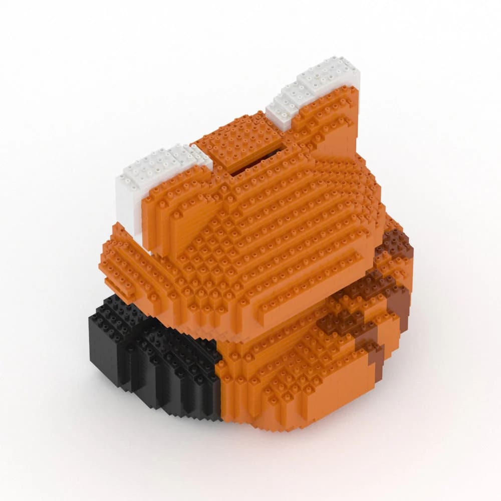 Red panda figurine made of interlocking bricks.