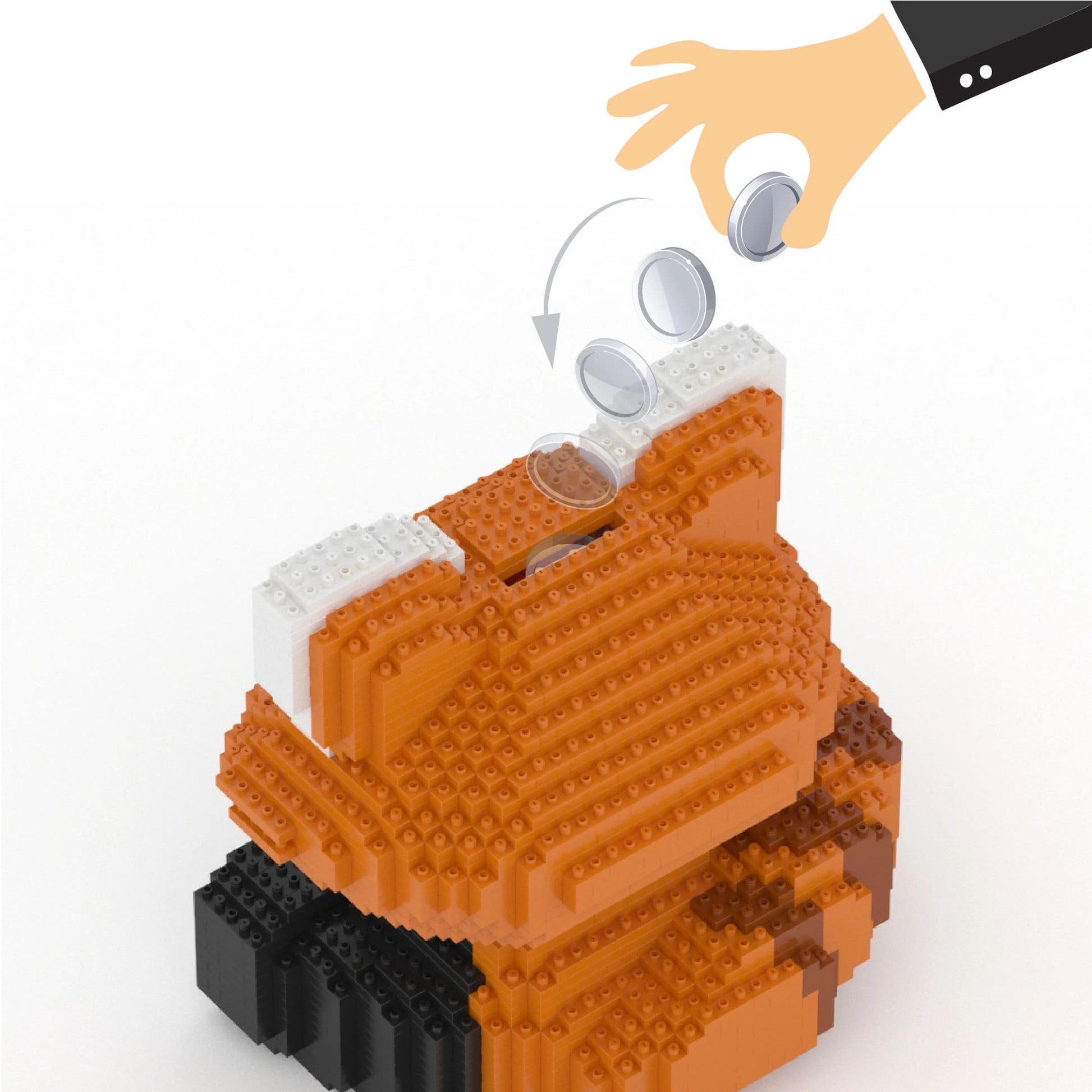 Red panda figurine made of interlocking bricks