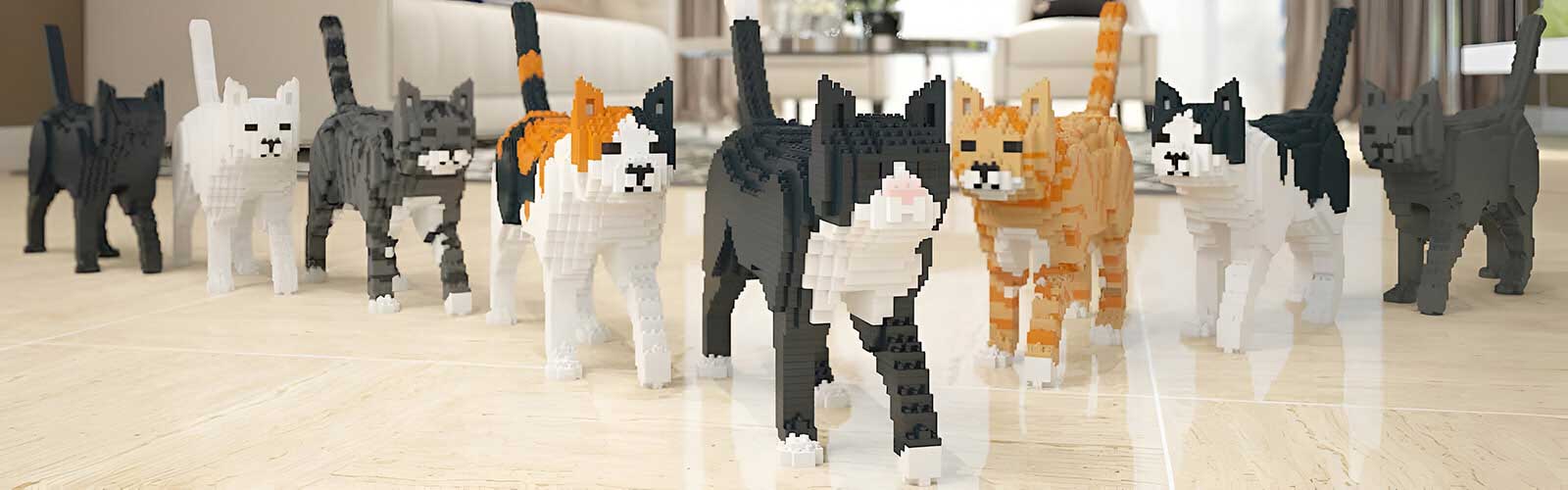 Lego style Cat building sets. DIY Pixel Cat Model Kits