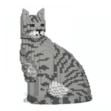 Grey Tabby (lighter) Cats Sculptures - LAminifigs , lego style jekca building set