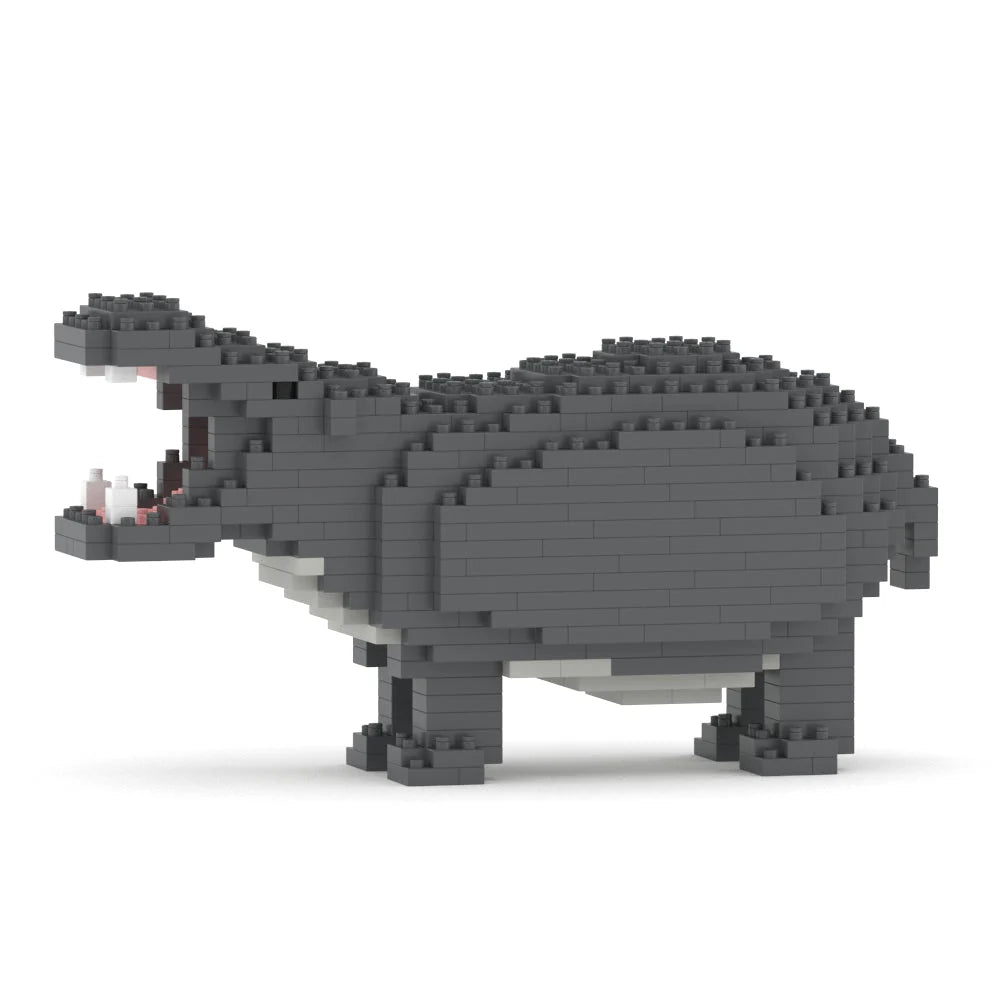 Hippopotamus made of interlocking bricks on a white background