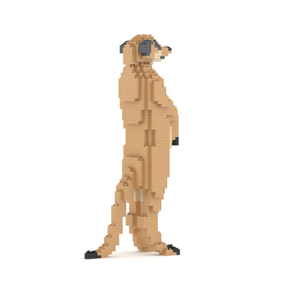 Meerkat figurine made of interlocking bricks on a white background