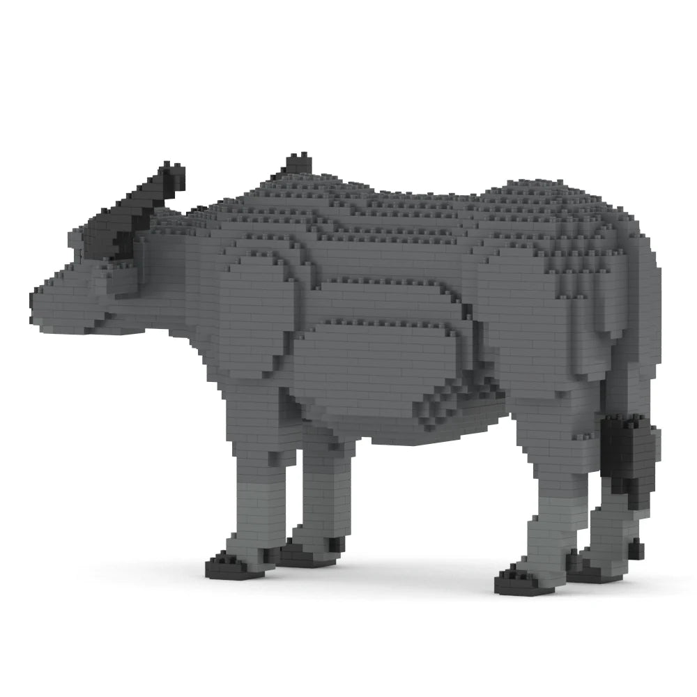 buffalo model made of interlocking bricks on a white background