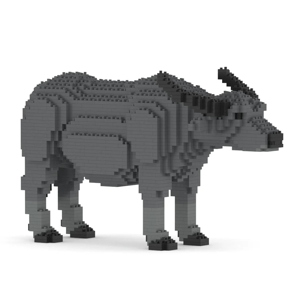 buffalo made of interlocking bricks on a white background