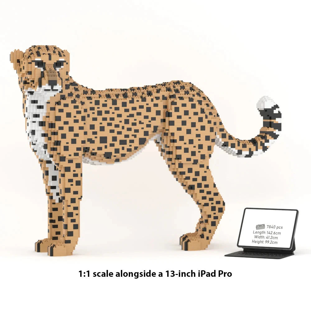 Cheetah model next to a 13-inch iPad Pro on a white background