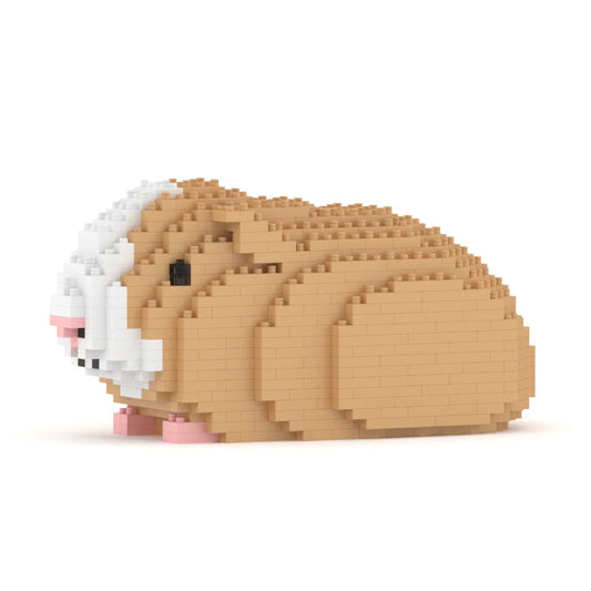 Toy guinea pig made of interlocking bricks on a white background