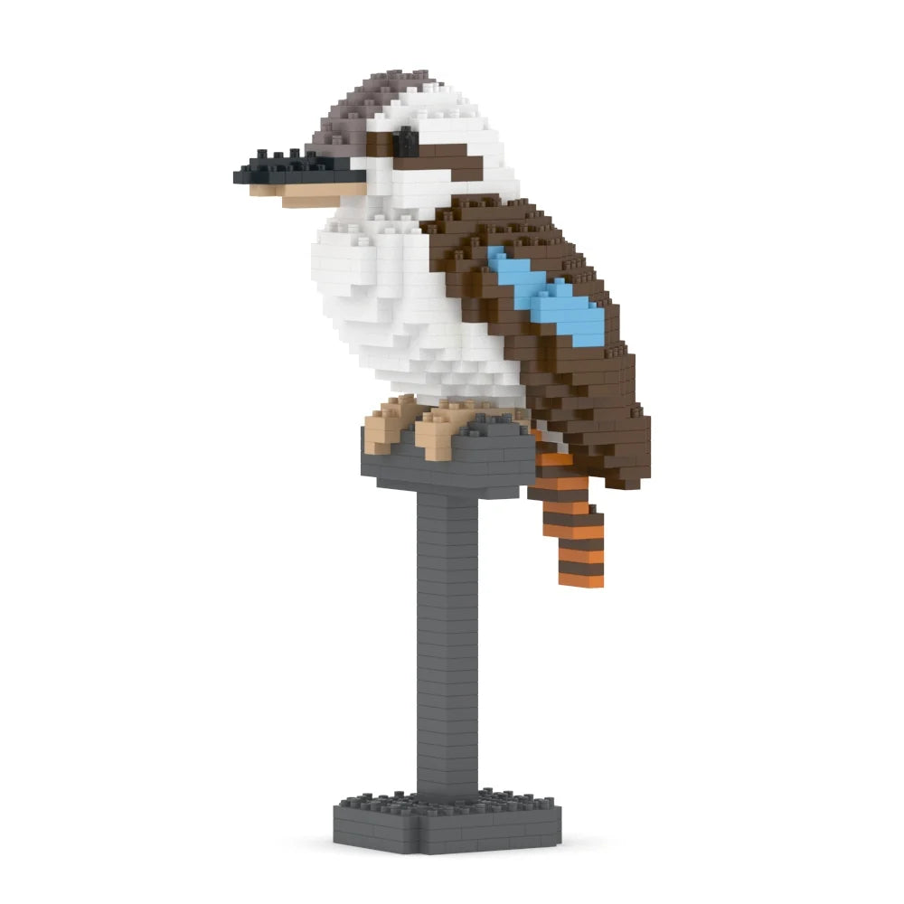 Block-style bird figurine on a white background
