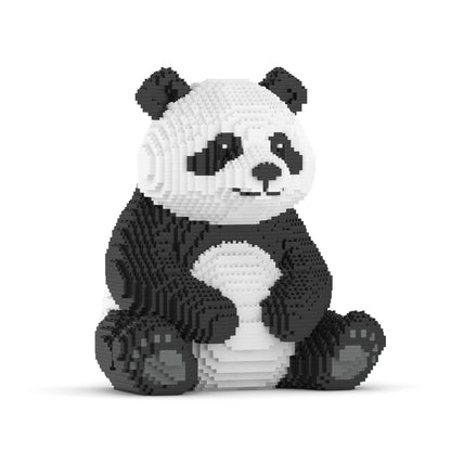 Panda toy made of interlocking bricks on a white background