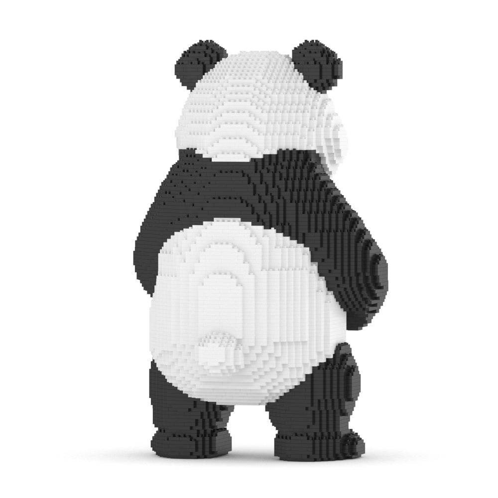 Panda toy made of interlocking bricks on a white background