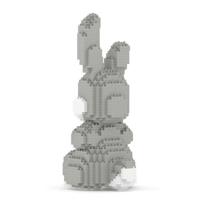 Gray bunny figure made of interlocking bricks on a white background