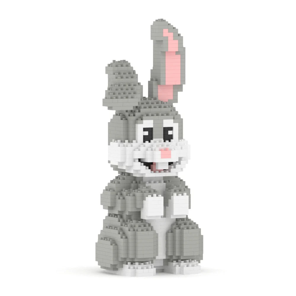 Rabbit made of interlocking bricks on a white background