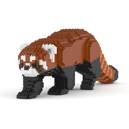 Brick-built red panda figure on a white background