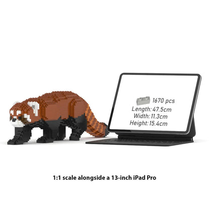 LEGO-like animal model next to a 13 inch iPad Pro showing product size details