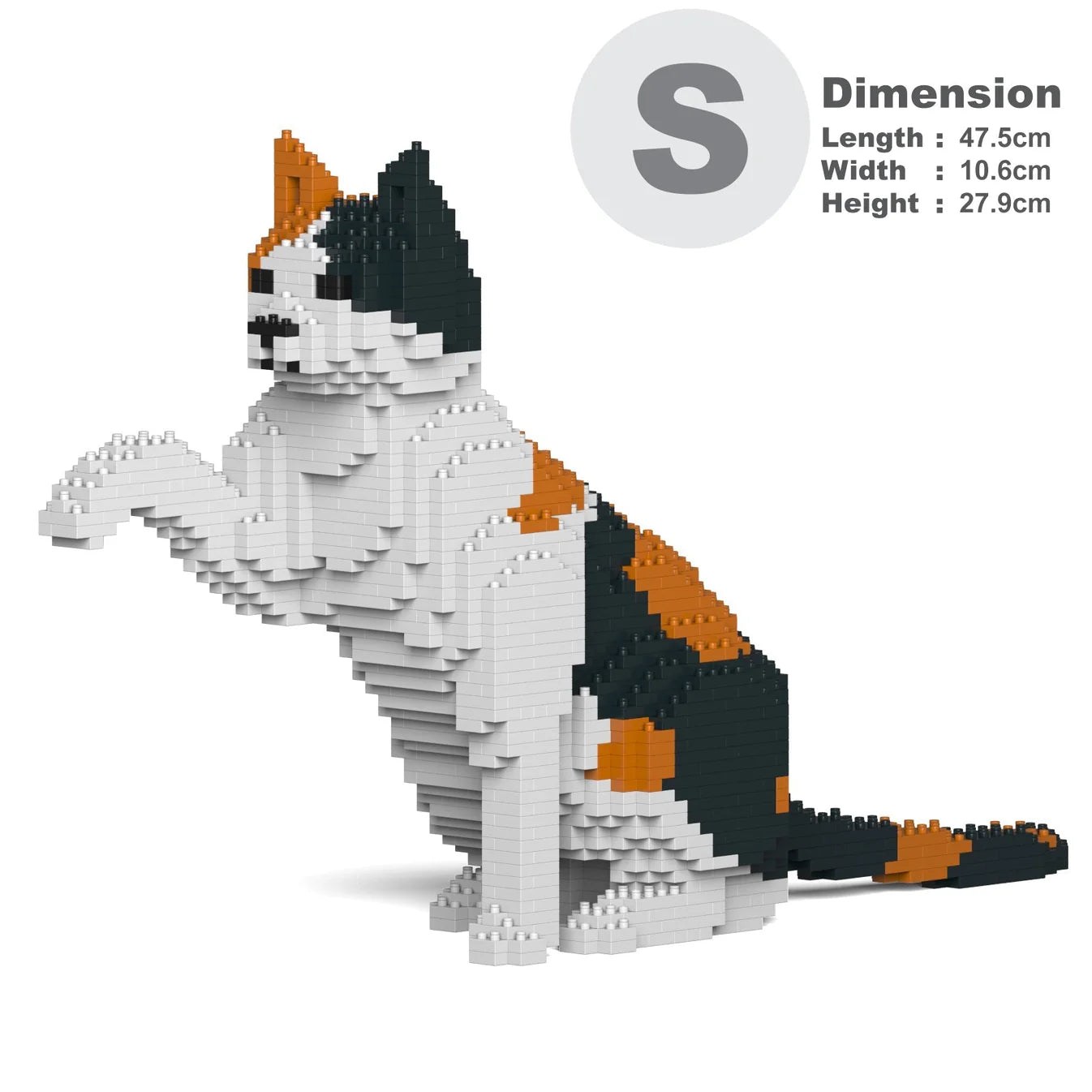 JEKCA Calico Cat building block model giving paw, dimension S