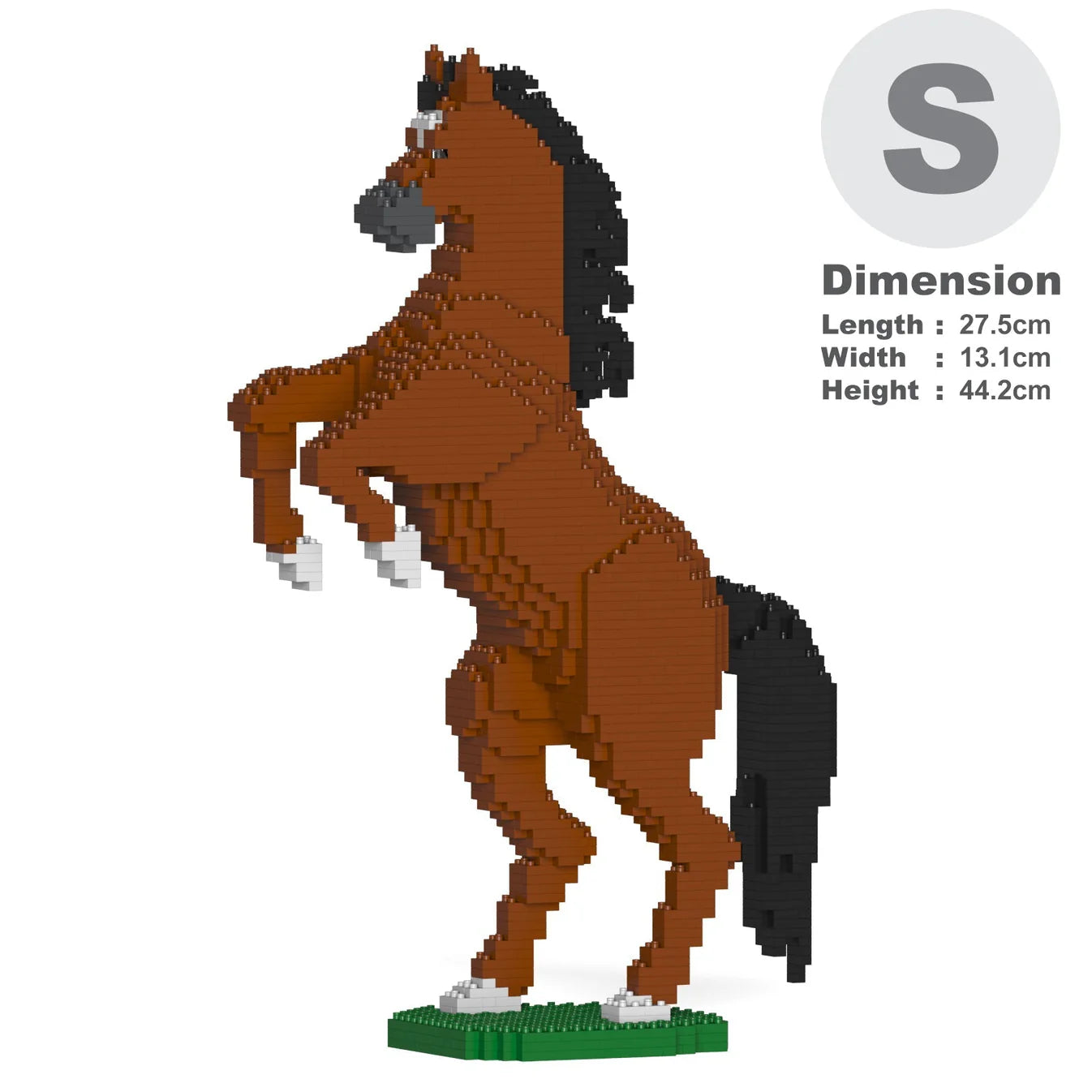 JEKCA horse building block model size S color bay rearing.