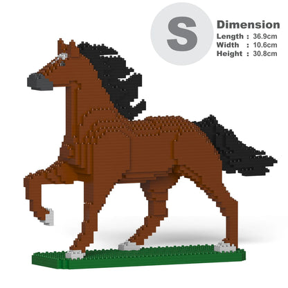 JEKCA horse building block model size S color bay running.