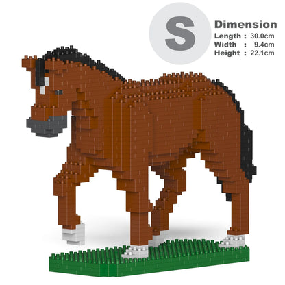 JEKCA horse building block model size S color bay standing.