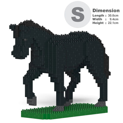 JEKCA horse building block model size S color black standing.