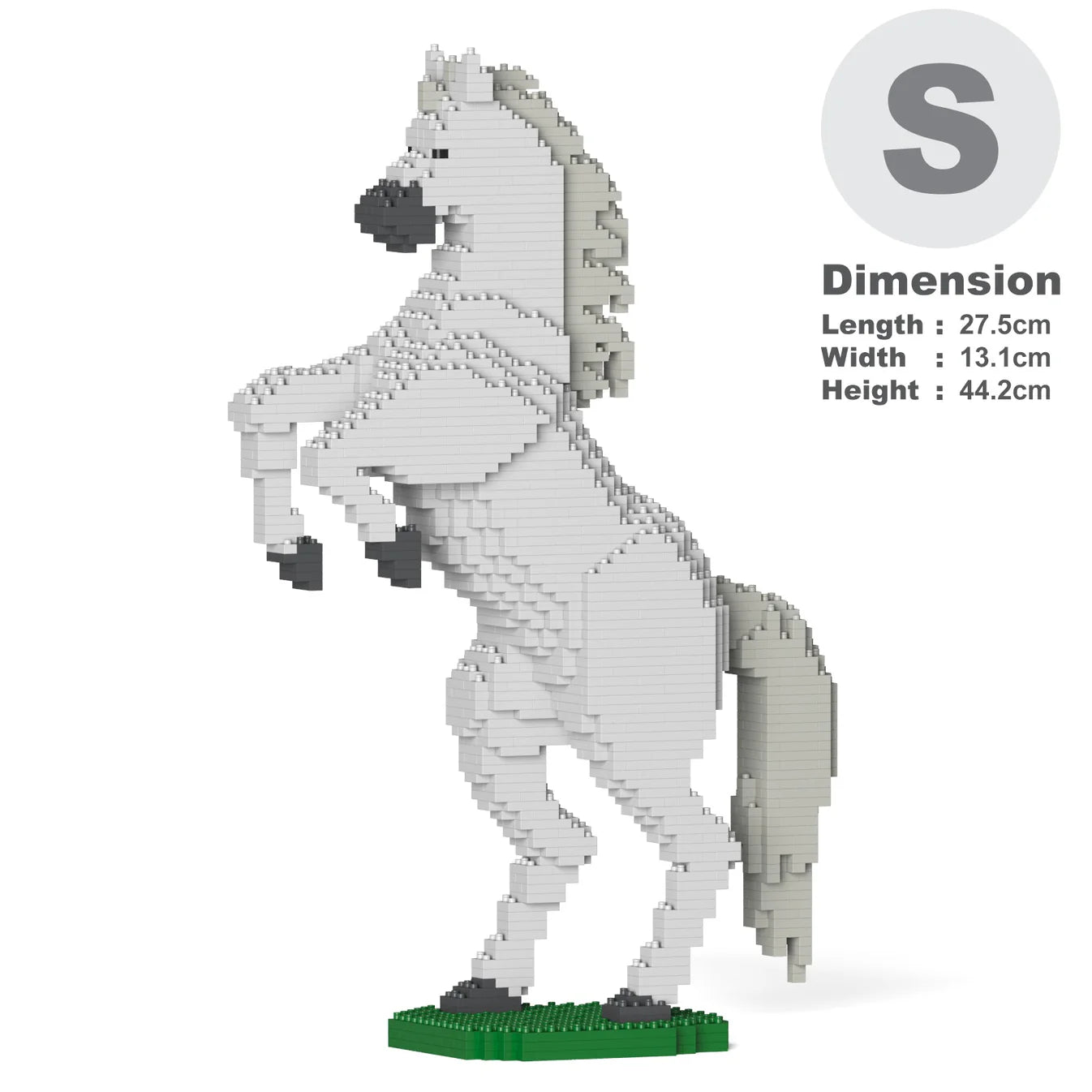 JEKCA horse building block model size S color white rearing.