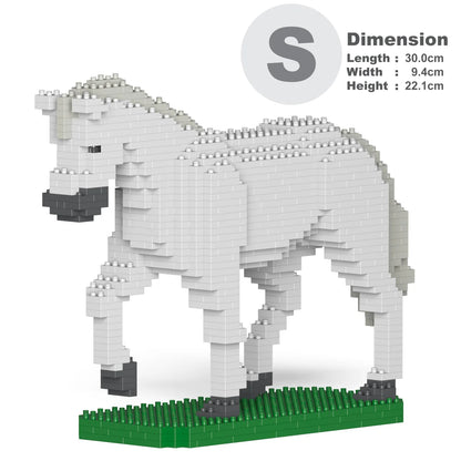 JEKCA horse building block model size S color white standing.