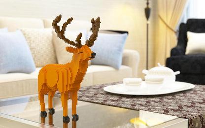 Deer Sculpture made of interlocking bricks on the table - LAminifigs , lego style jekca building set