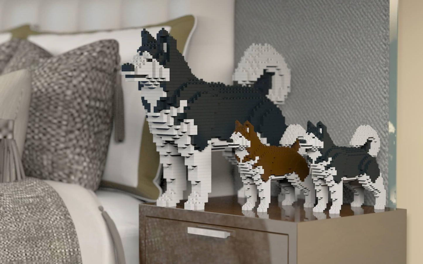 Alaskan Malamute Dog Sculptures - LAminifigs , lego style jekca building set