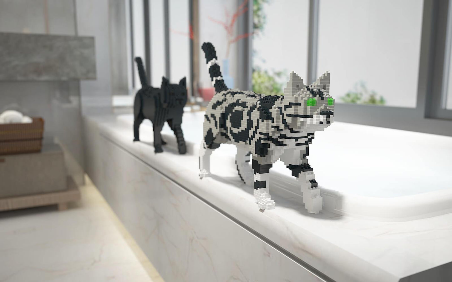 American Shorthair Cats Sculptures - LAminifigs , lego style jekca building set