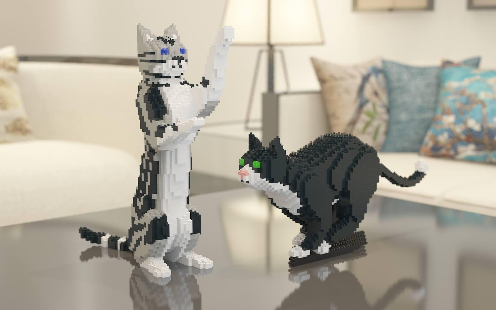 American Shorthair Cats Sculptures - LAminifigs , lego style jekca building set