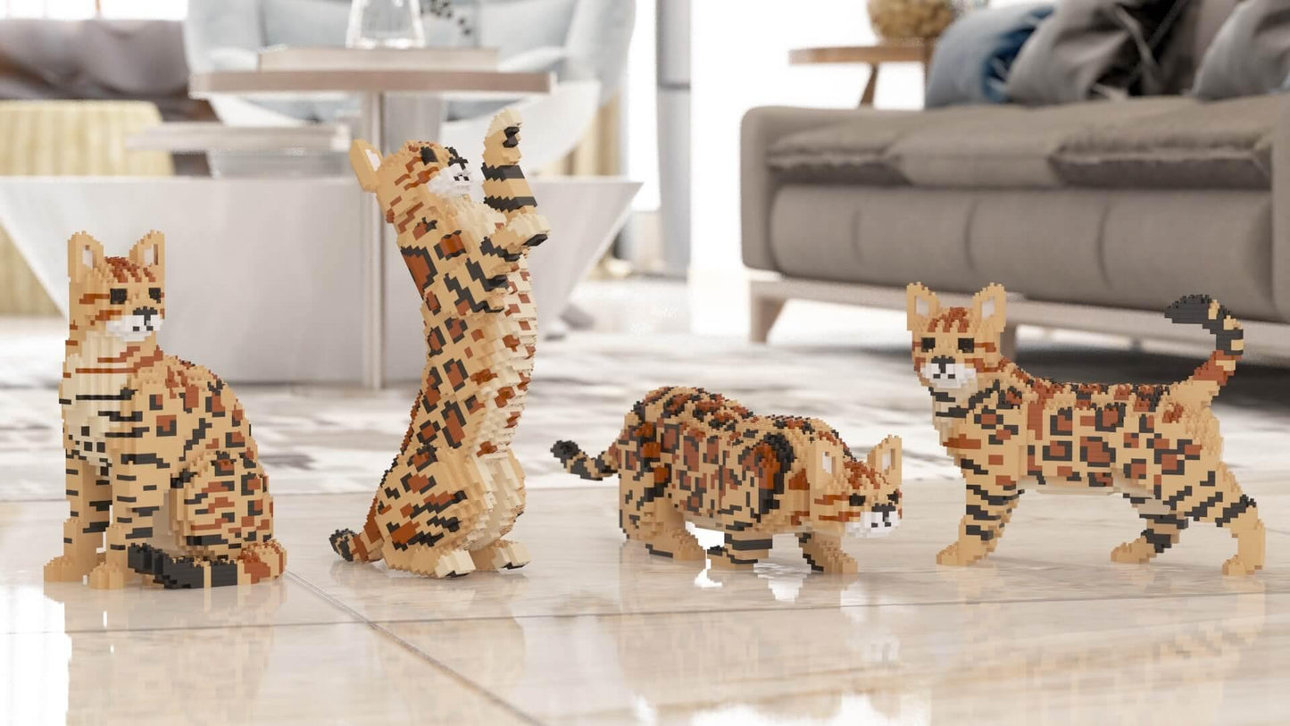 Bengal Cats Sculptures - LAminifigs , lego style jekca building set