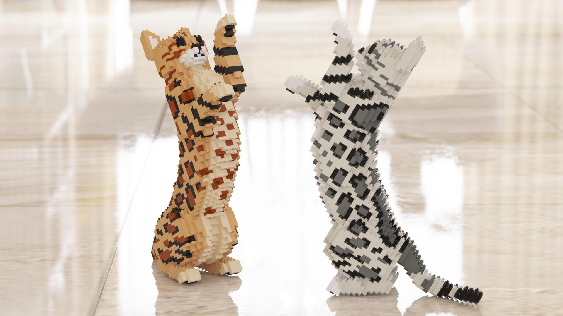 Bengal Cats Sculptures - LAminifigs , lego style jekca building set