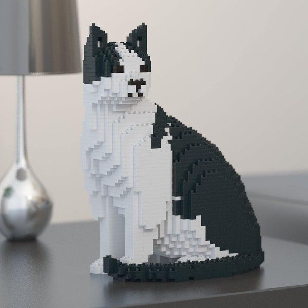 Black & White Cat Sculpture - LAminifigs , lego style jekca building set
