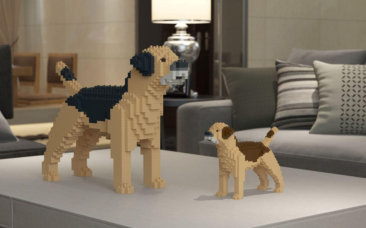 Border Terrier Dog Sculptures - LAminifigs , lego style jekca building set