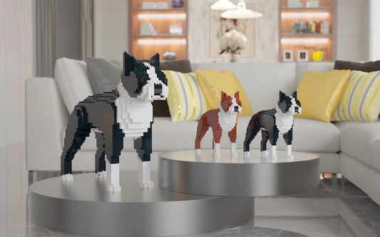 Boston Terrier Dog Sculptures - LAminifigs , lego style jekca building set