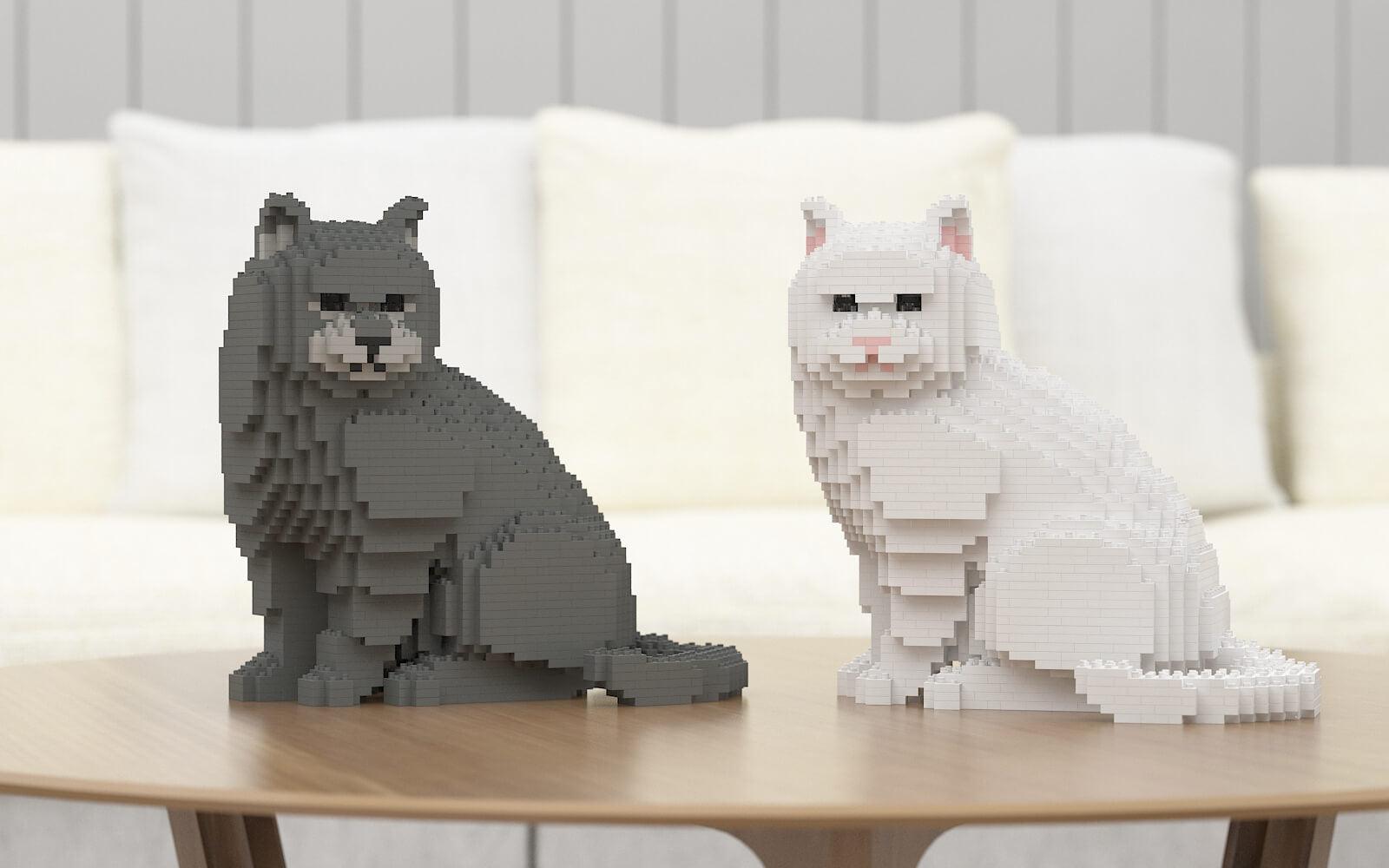 British Shorthair Cats Sculptures - LAminifigs , lego style jekca building set