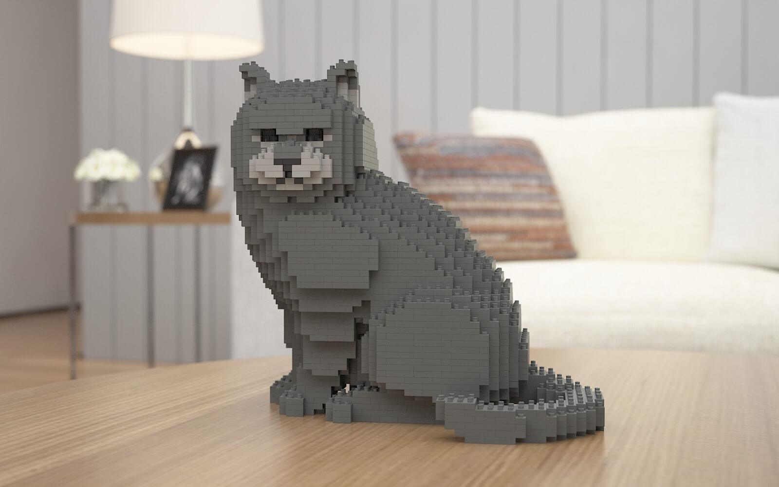 British Shorthair Cats Sculptures - LAminifigs , lego style jekca building set