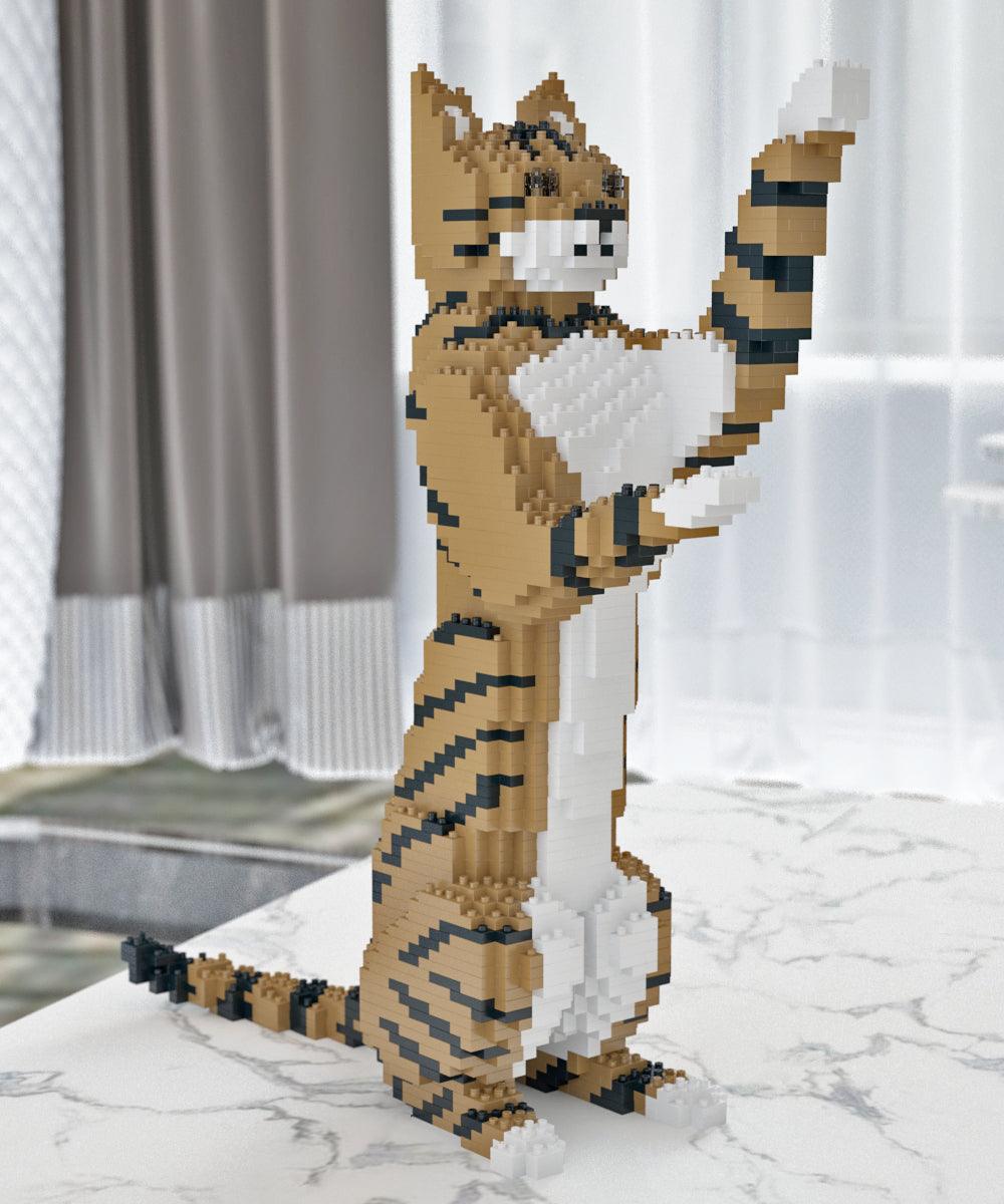 Brown Tabby Cat Sculpture - LAminifigs , lego style jekca building set