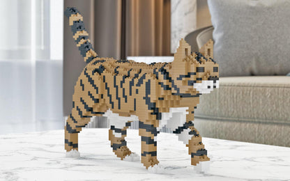 Brown Tabby Cat Sculpture - LAminifigs , lego style jekca building set